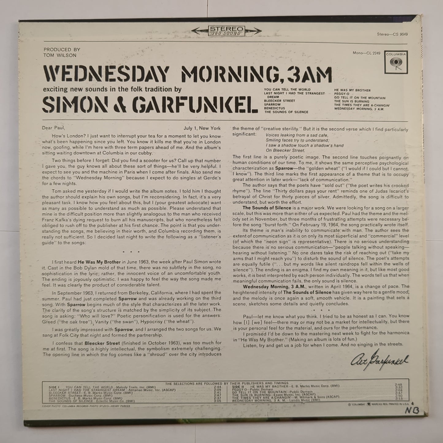 Simon & Garfunkel - 'Wednesday Morning, 3 A.M.'