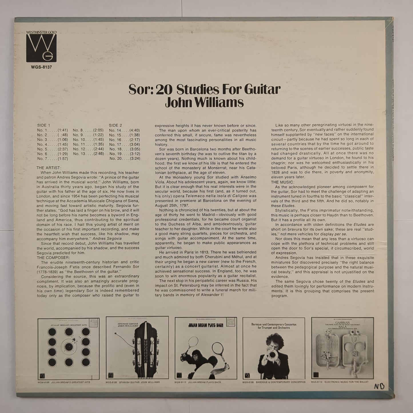John Williams - 'Sor: 20 Studies For Guitar'