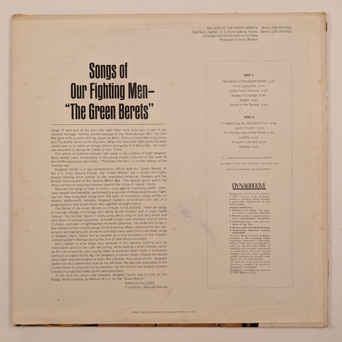 SSgt Barry Sadler - Ballads Of The Green Berets